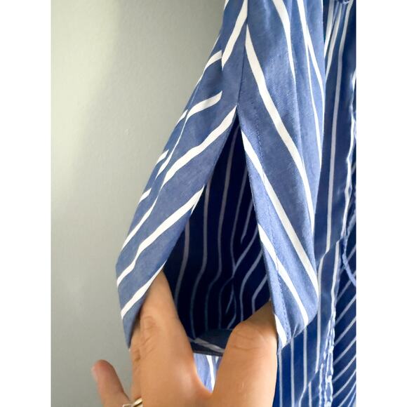 J.Crew | NWOT Cerise shirtdress in striped poplin in Deep Sea Stripes | Sz 2 - Picture 5 of 10